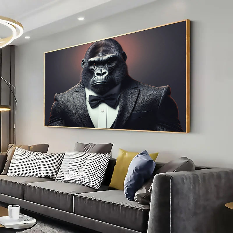 Gorilla in suit Wall Art Print Home decor Poster, Living Rom