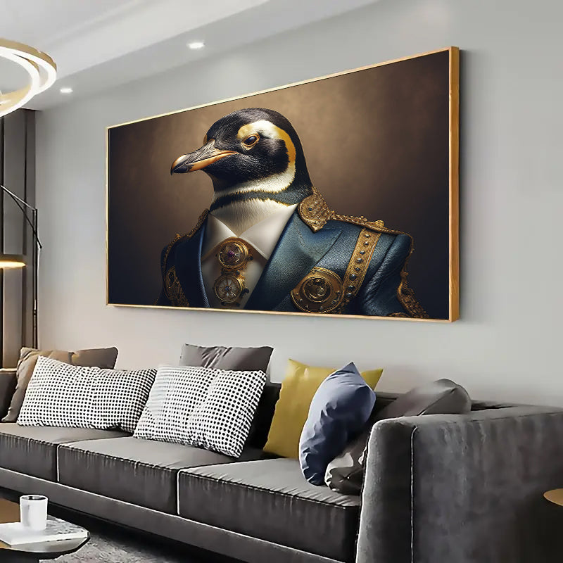 Penguin in a suit Wall Art Print Home decor Poster, Living room
