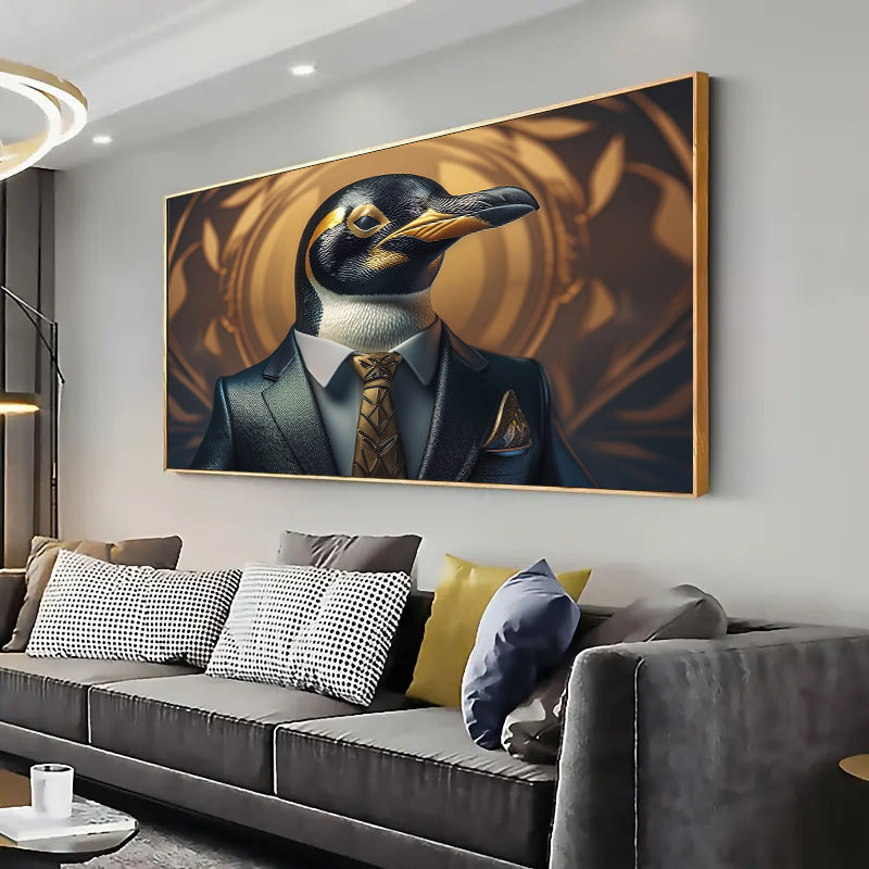 A Penguin in a suit Wall Art Print Home decor Poster, Living room