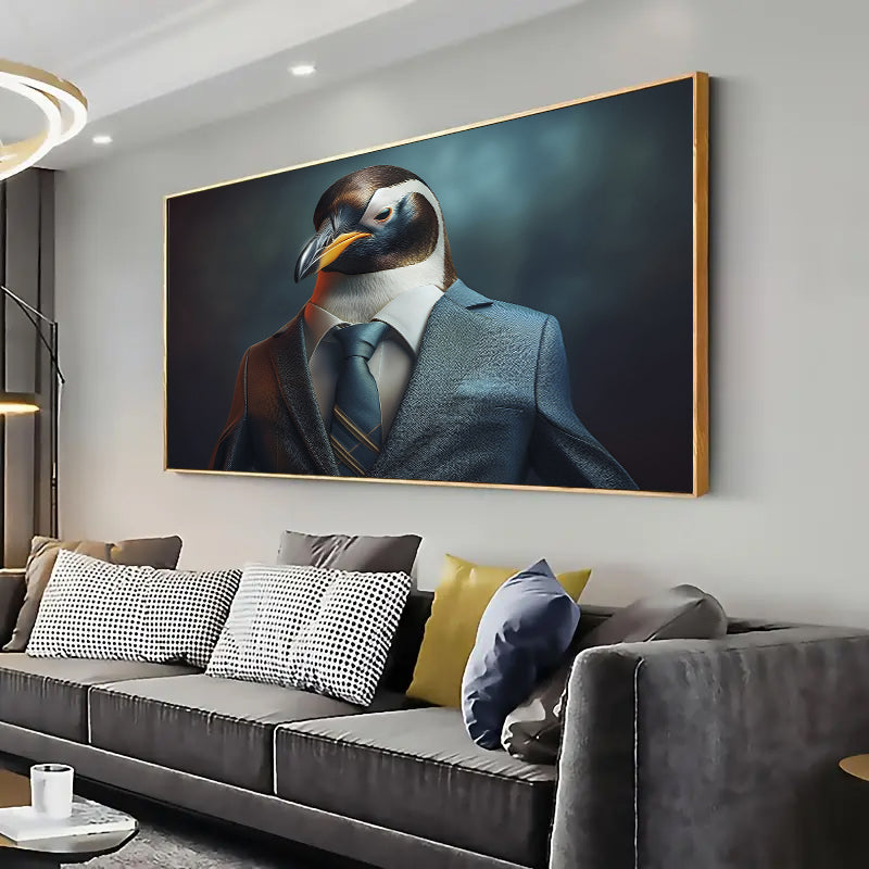 A Penguin in a suit Wall Art Print Home decor Poster, Living room