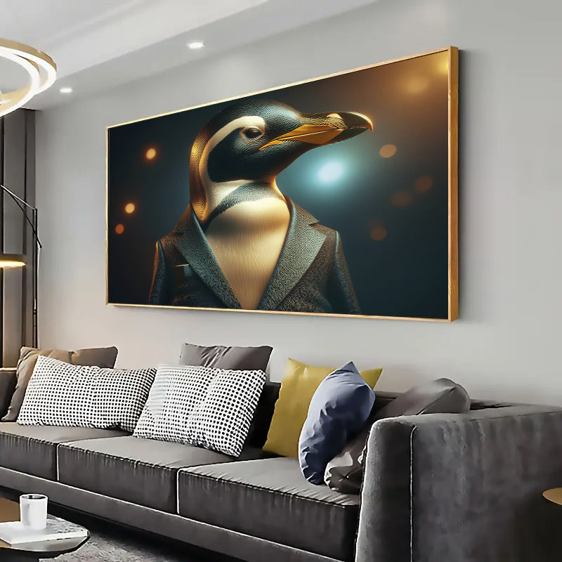 A Penguin in a suit Wall Art Print Home decor Poster, Living room