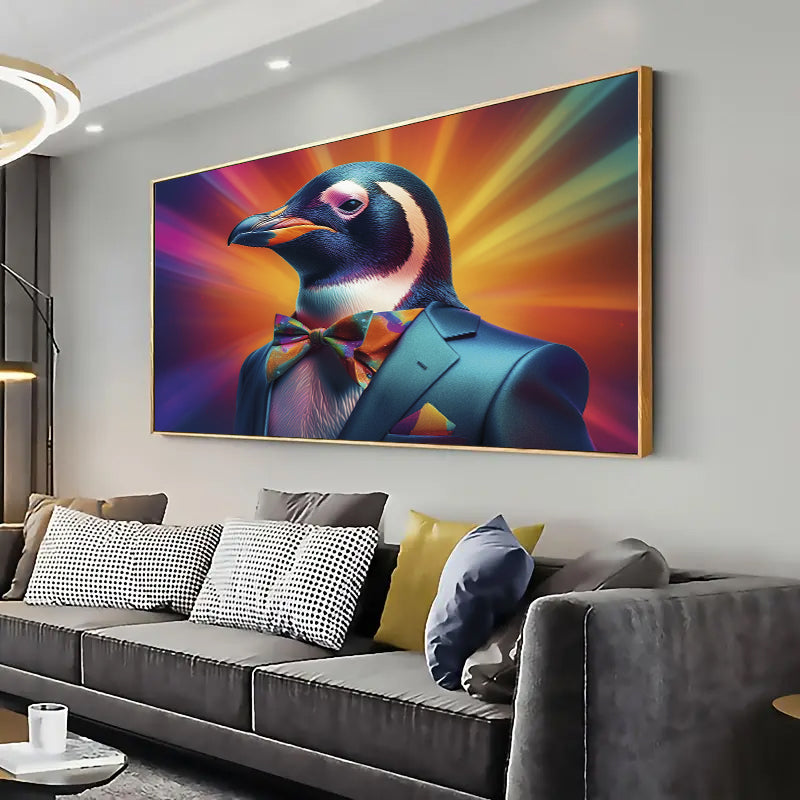 A Penguin in a suit. Wall Art Print Home decor Poster, Living room