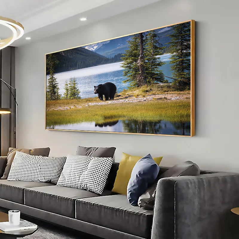 Wildlife Black Bear in the Forest Wall Art Print Home decor Poster, Living Room