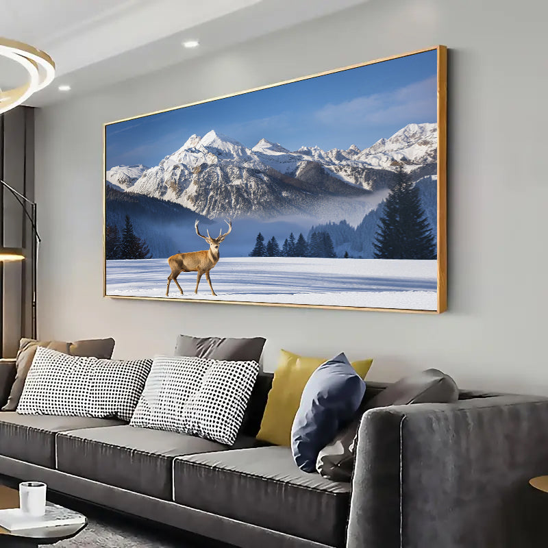 Wildlife Deer in a Wintery Setting Wall Art Print Home decor Poster, Living room