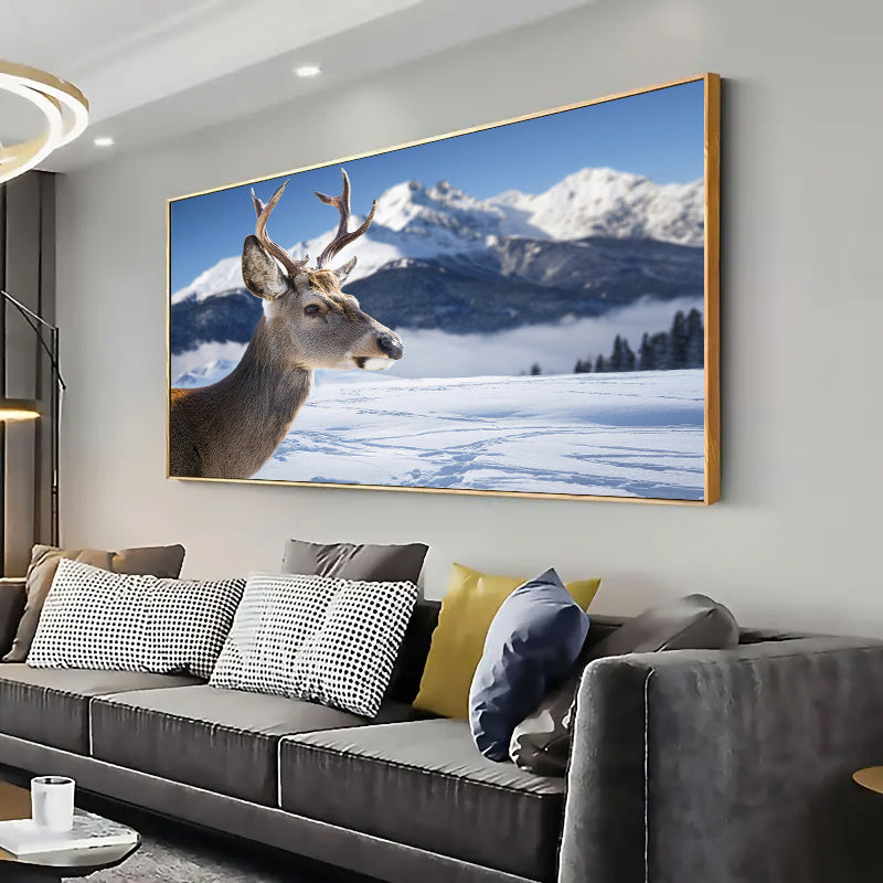 Wildlife Deer in a Wintery Setting Wall Art Print Home decor Poster, Living room