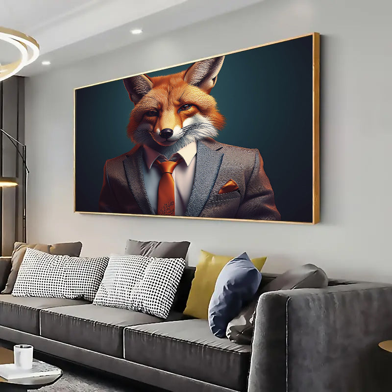 Fox in a suit Wall Art Print Home decor Poster, Living room
