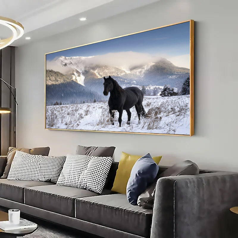 Wildlife Horse in the Snow Wall Art Print Home decor Poster, Living Room