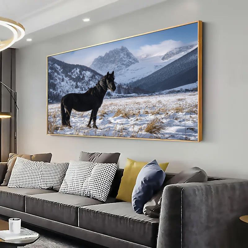 Wildlife Horse in the Snow Wall Art Print Home decor Poster, Living Room