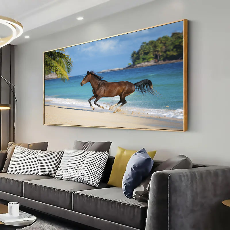 Wildlife Horse on the Beach Wall Art Print Home decor Poster, Living Room