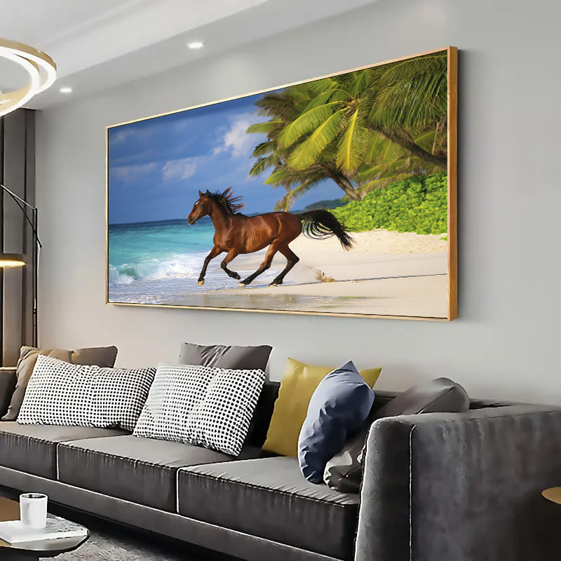 Wildlife Horse on the Beach Wall Art Print Home decor Poster, Living room