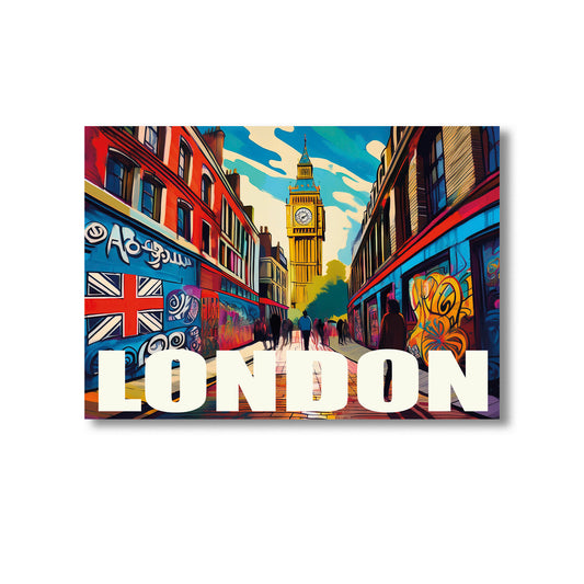 London graffiti wall art print digital download featuring vibrant street art mural with urban graffiti style, perfect for modern home decor, street culture lovers, and contemporary wall art enthusiasts.