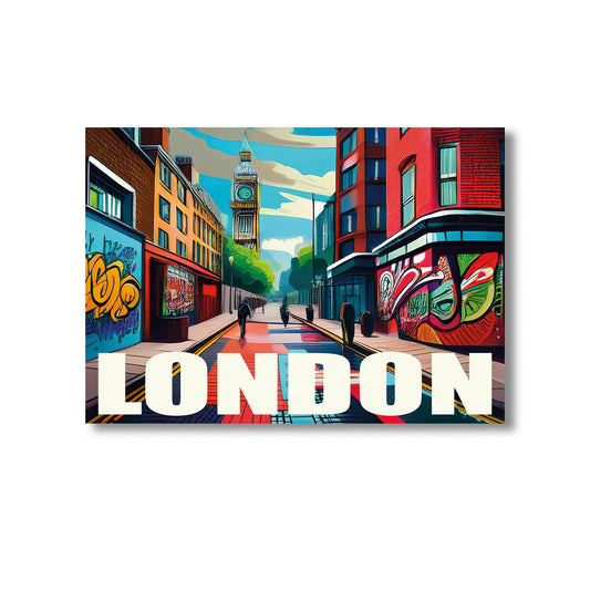 London graffiti wall art print digital download featuring vibrant street art mural with urban graffiti style, perfect for modern home decor, street culture lovers, and contemporary wall art enthusiasts.