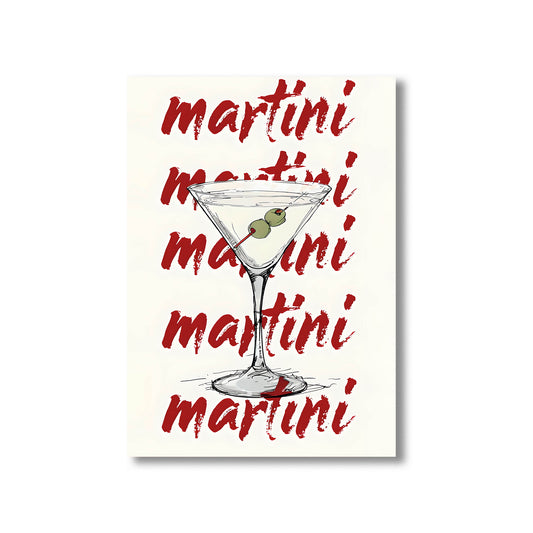 Martini retro wall art print featuring a vintage martini glass design, perfect for kitchen and bar decor digital download