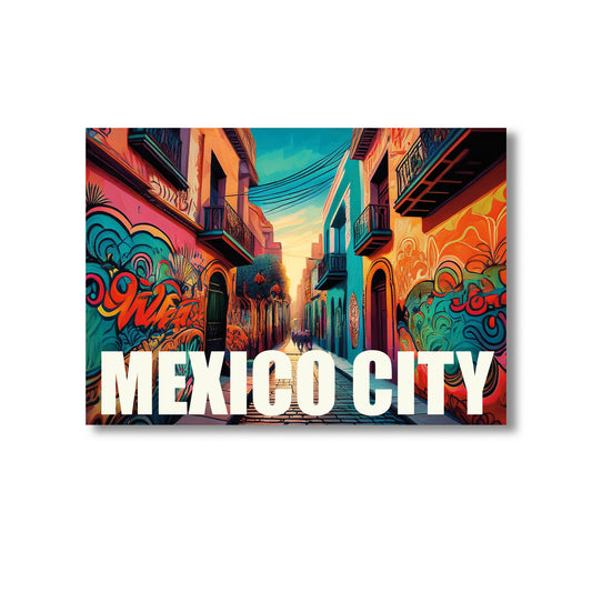 Mexico City graffiti wall art print digital download featuring vibrant and bold street art mural inspired by Mexican urban culture, perfect for contemporary home decor, graffiti art collectors, and street art enthusiasts.