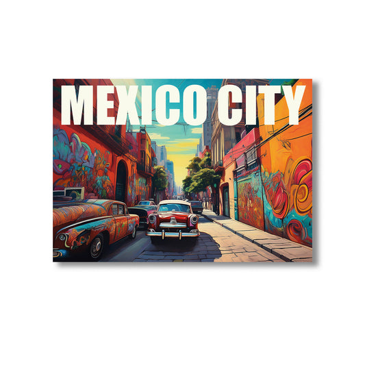Mexico City graffiti wall art print digital download featuring vibrant and bold street art mural inspired by Mexican urban culture, perfect for contemporary home decor, graffiti art collectors, and street art enthusiasts.