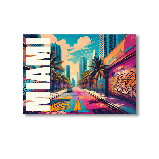 Miami graffiti wall art print digital download showcasing colorful and vibrant street art mural inspired by Miami’s urban culture and tropical vibes, perfect for modern home decor, street art lovers, and contemporary wall art collections.