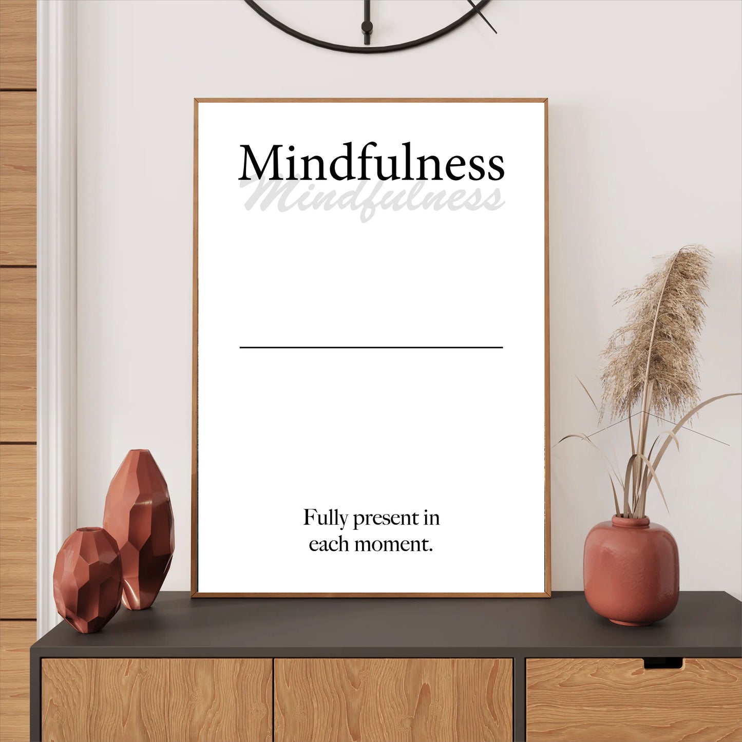Mindfulness wall art digital download – printable minimalist quote for peace and presence
