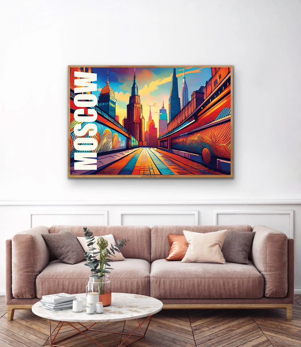 Moscow graffiti wall art print digital download featuring bold and edgy urban street art mural inspired by Moscow’s vibrant street culture, ideal for contemporary home decor, graffiti art enthusiasts, and modern wall art collectors.