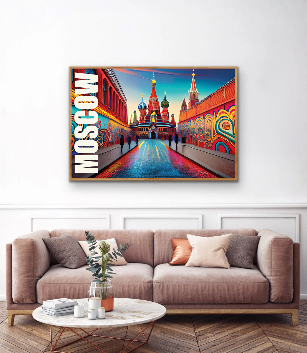 Moscow graffiti wall art print digital download featuring bold and edgy urban street art mural inspired by Moscow’s vibrant street culture, ideal for contemporary home decor, graffiti art enthusiasts, and modern wall art collectors.