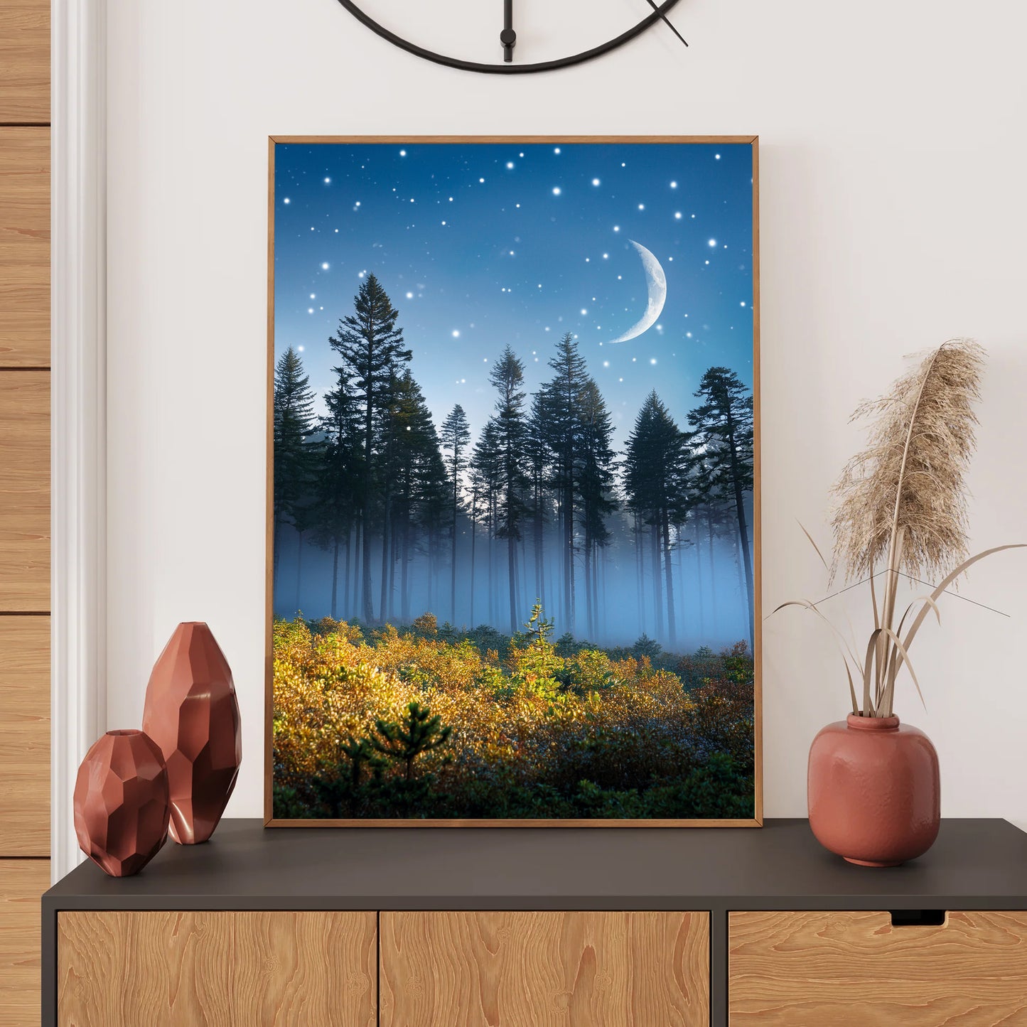 Mystical Forest Wall Art Print – Digital Download Nature & Moon Decor