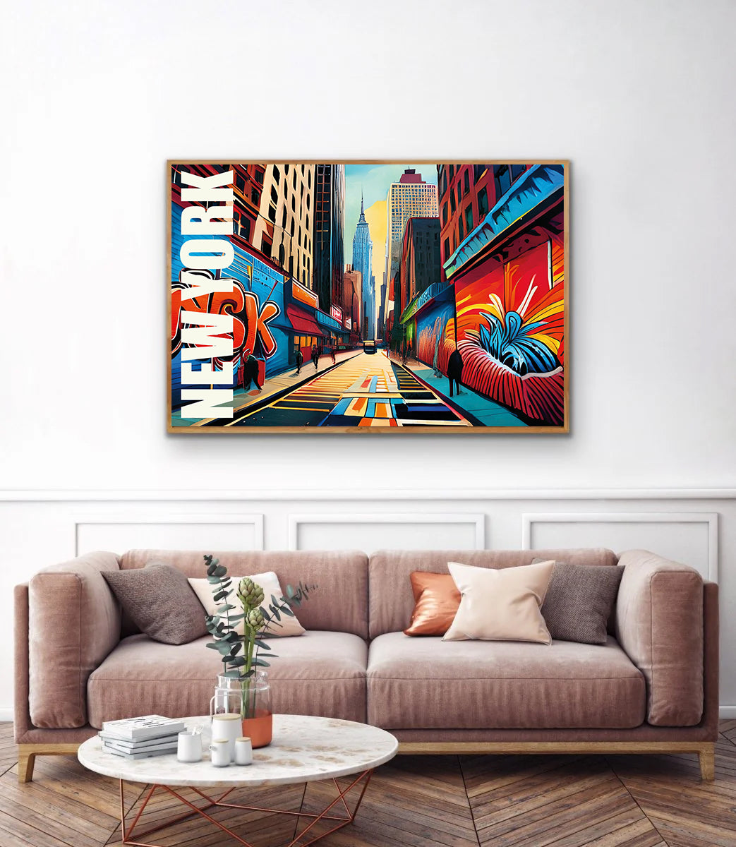 New York graffiti wall art print digital download showcasing iconic urban street art mural inspired by NYC’s vibrant graffiti culture, perfect for modern home decor, street art lovers, and contemporary wall art collectors.