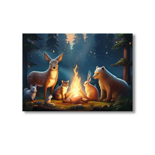 Baby fox sleeping under crescent moon with stars nursery wall art