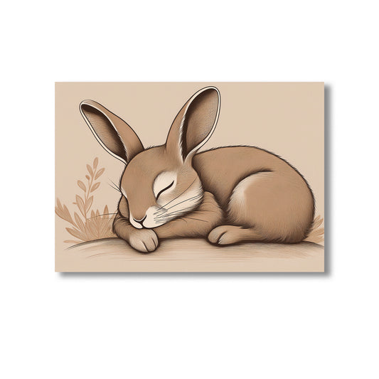 Scandinavian minimalist sleeping bunny nursery wall art