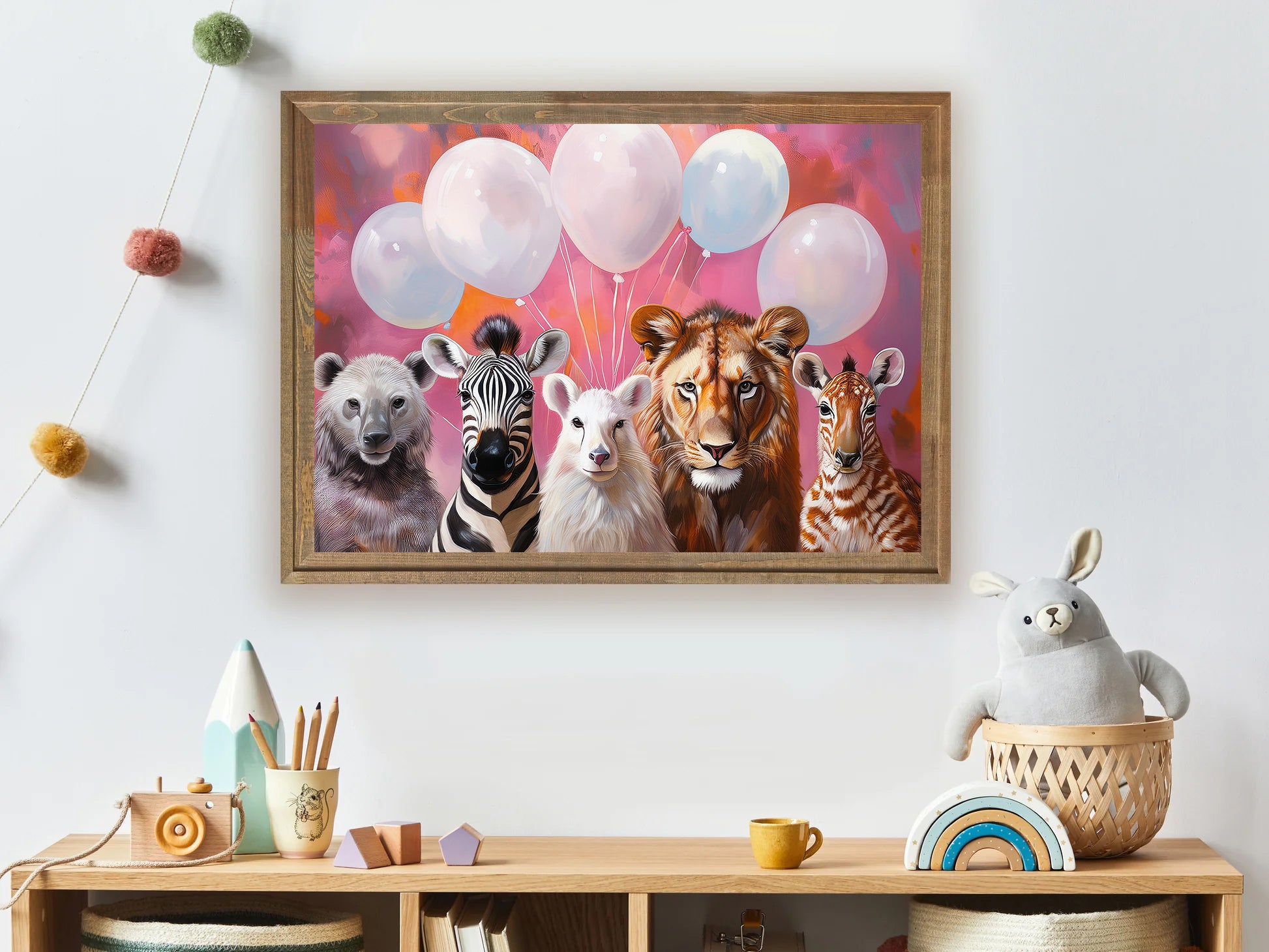 Nursery Zoo Animals Wall Art Print Home decor Poster, Nursery Room