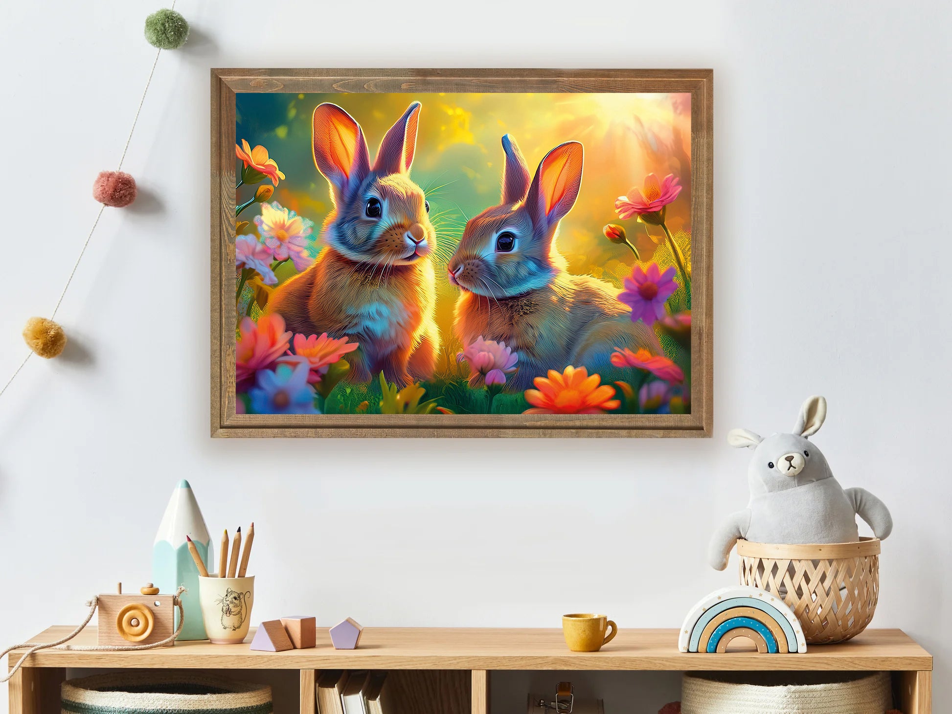 Bunny Nursery Bunny Nursery Wall Art Print Home decor Poster, Nursery Room