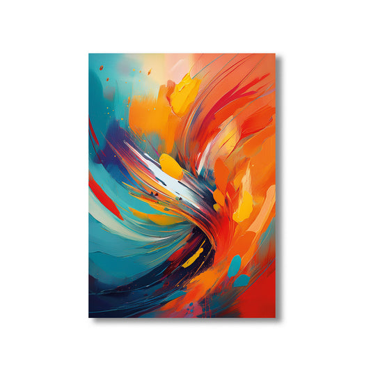 Abstract painting with vibrant colors on a white background