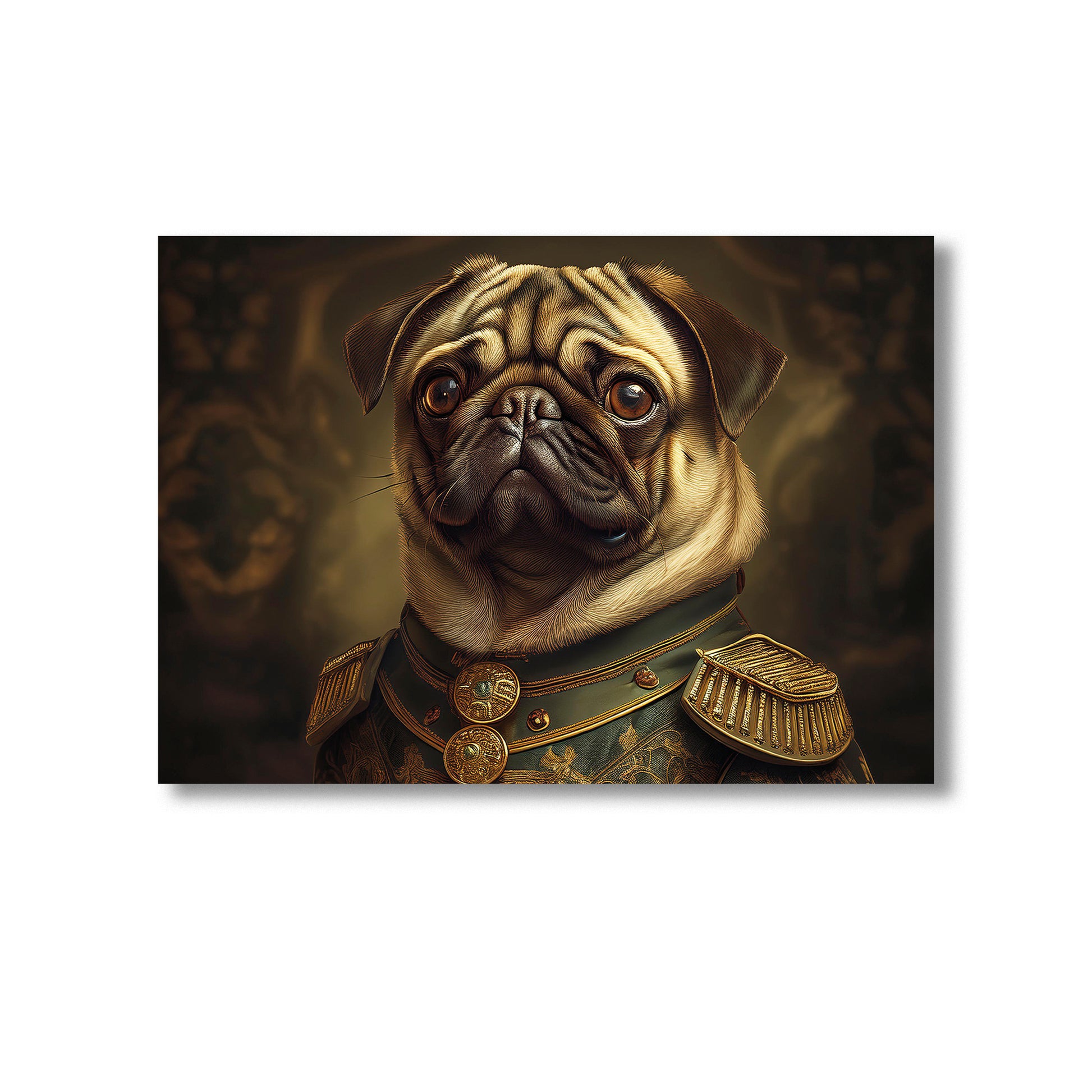 A Pug in his Military Attire Wall Art Print Home decor Poster, Product