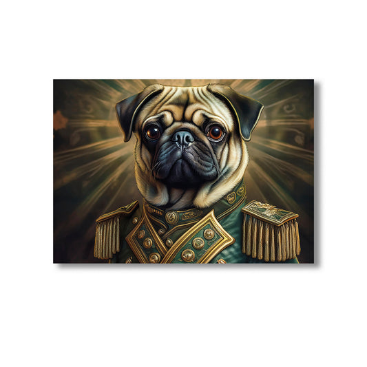 Pug in Military Attire Wall Art Print Home decor Poster, Product