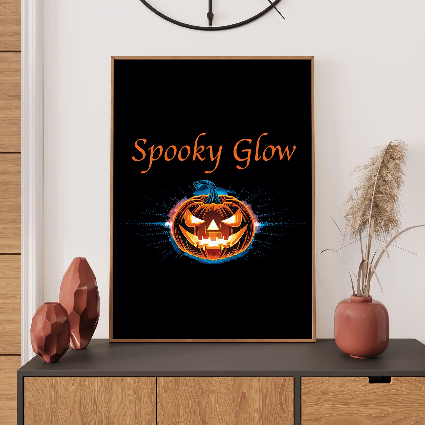 Scary pumpkin Halloween wall art digital poster