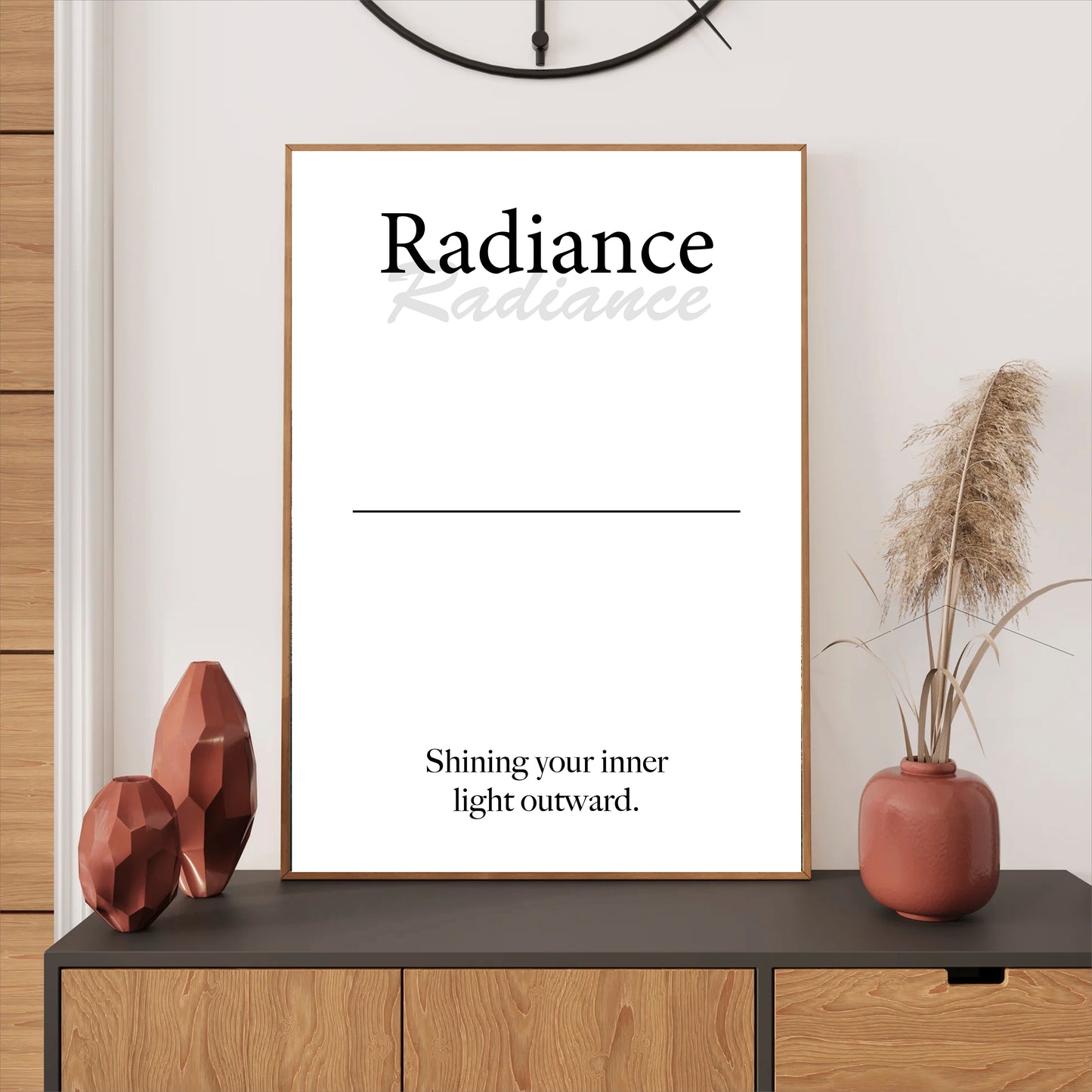 Radiance wall art digital download – printable minimalist quote for light and positivity