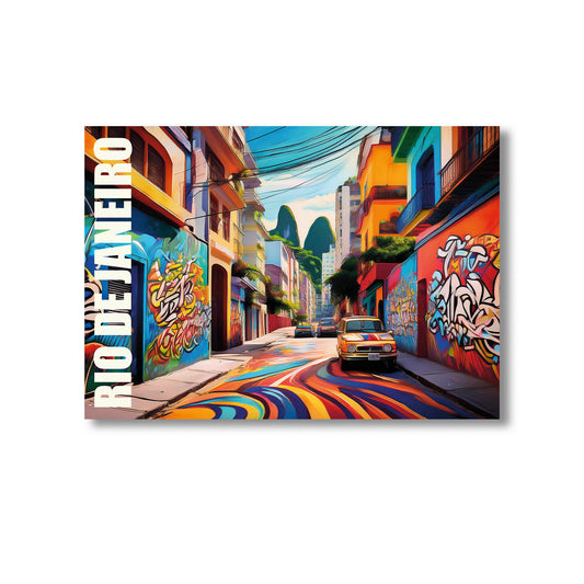 Rio de Janeiro graffiti wall art print digital download featuring vibrant and colorful street art mural inspired by Brazilian urban culture and Rio’s dynamic city life, ideal for modern home decor, street art lovers, and contemporary wall art collections.