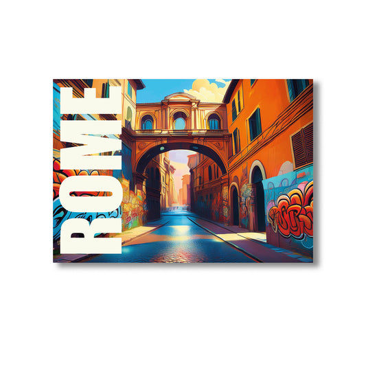 Rome graffiti wall art print digital download showcasing bold urban street art mural blending ancient history with modern street culture, perfect for contemporary home decor, graffiti art fans, and modern wall art collectors.