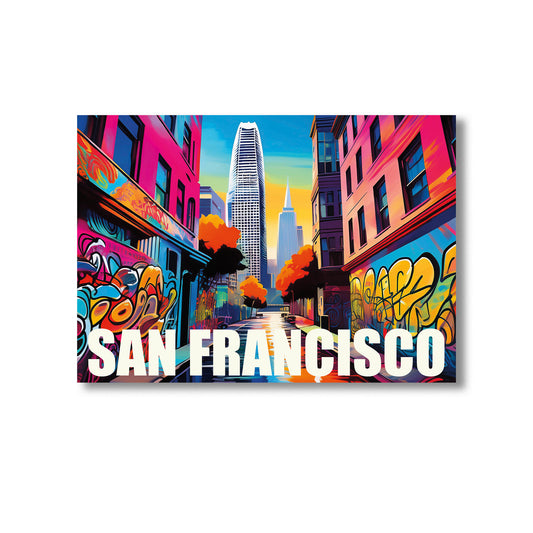 San Francisco graffiti wall art print digital download featuring vibrant urban street art mural inspired by SF’s eclectic culture and iconic neighborhoods, ideal for modern home decor, street art enthusiasts, and contemporary wall art collectors.