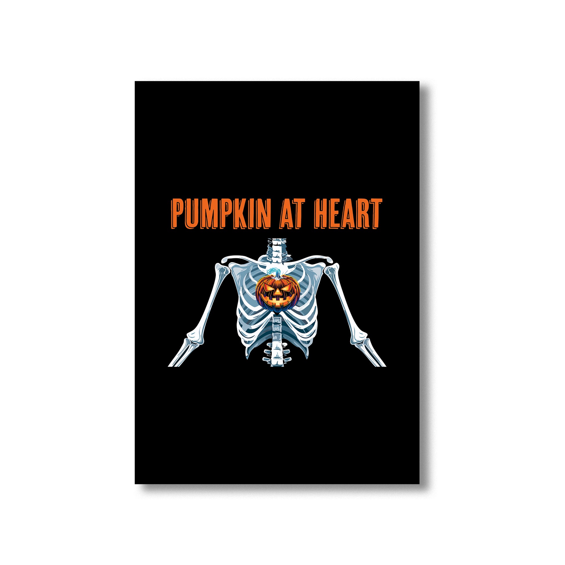 Halloween skeleton art “Pumpkin at Heart” digital poster