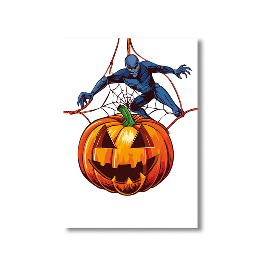 Halloween pumpkin spider wall art digital poster