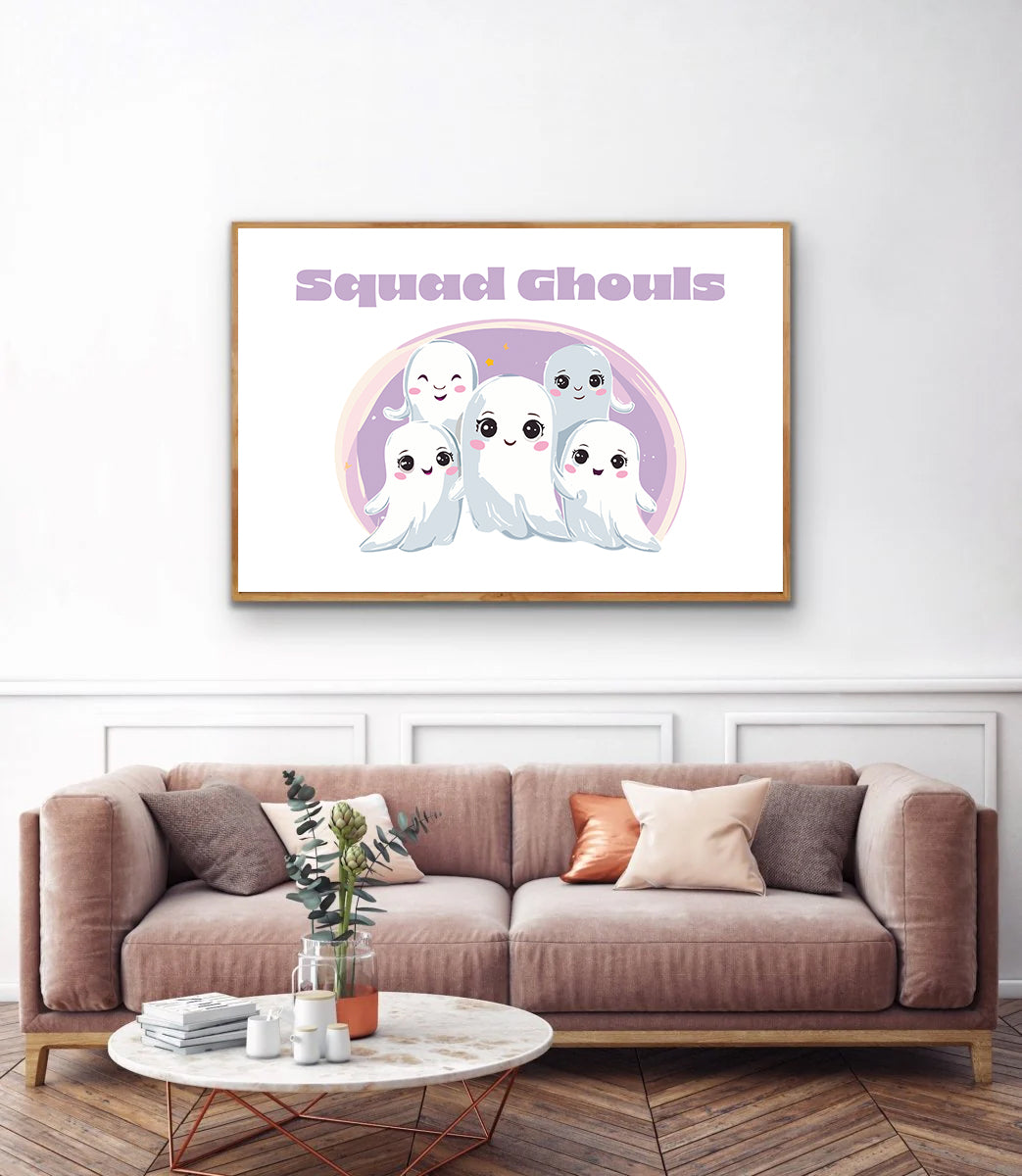 Funny Halloween ghosts art “Squad Ghouls” poster