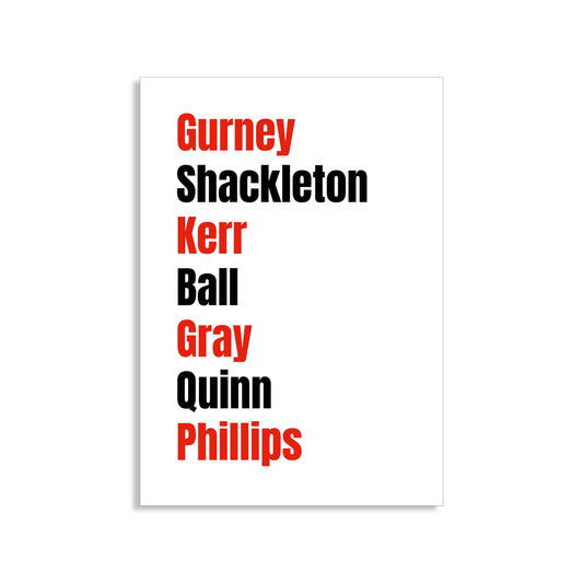 Sunderland Legends Wall Art Print featuring Gurney, Shackleton, Kerr, Ball, Gray, Quinn, and Phillips – Digital Download PDF Football Home Decor