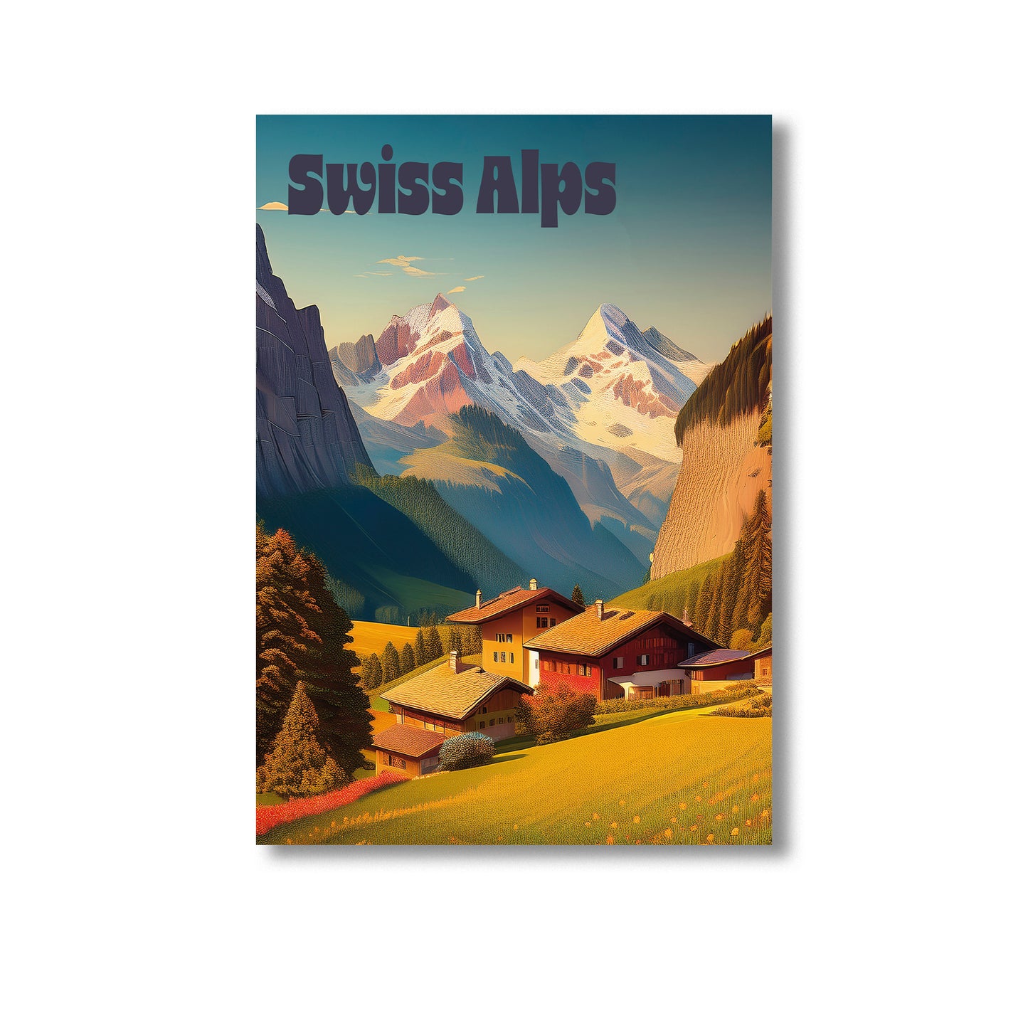 Swiss Alps Retro Wall Art Print