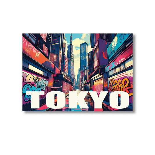 Tokyo graffiti wall art print digital download showcasing bold and colorful street art mural inspired by Tokyo’s vibrant urban culture, neon aesthetic, and dynamic city life — perfect for modern home decor, street art fans, and contemporary wall art collectors.