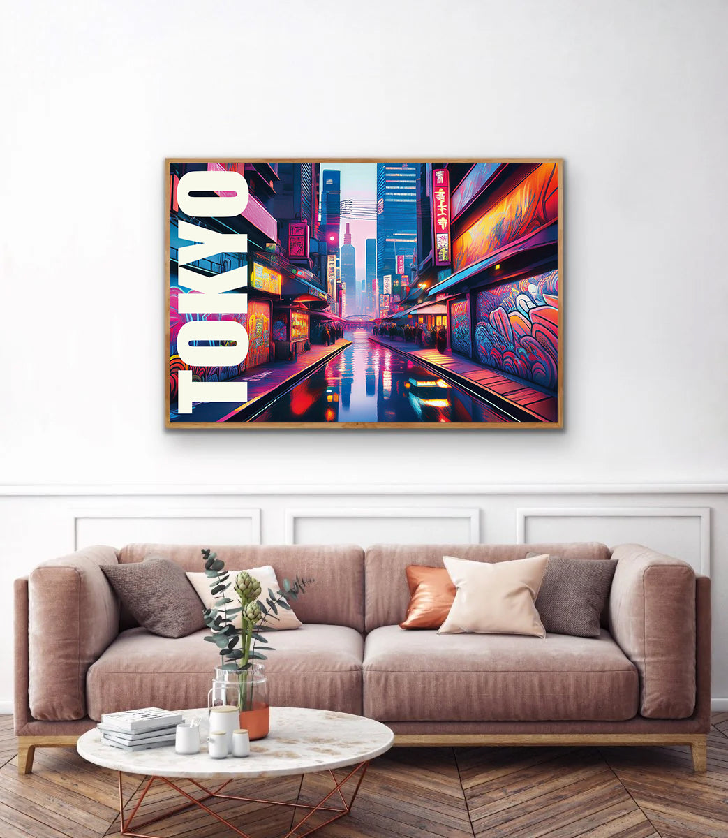 Tokyo graffiti wall art print digital download showcasing bold and colorful street art mural inspired by Tokyo’s vibrant urban culture, neon aesthetic, and dynamic city life — perfect for modern home decor, street art fans, and contemporary wall art collectors.
