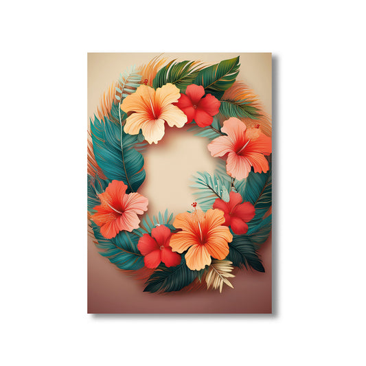 Tropical Bloom Watercolor Wreath Wall Art Print – Digital Download Floral Botanical Decor