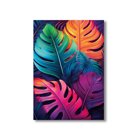 Tropical Gradient Leaf Collage Wall Art Print – Digital Download Modern Botanical Decor