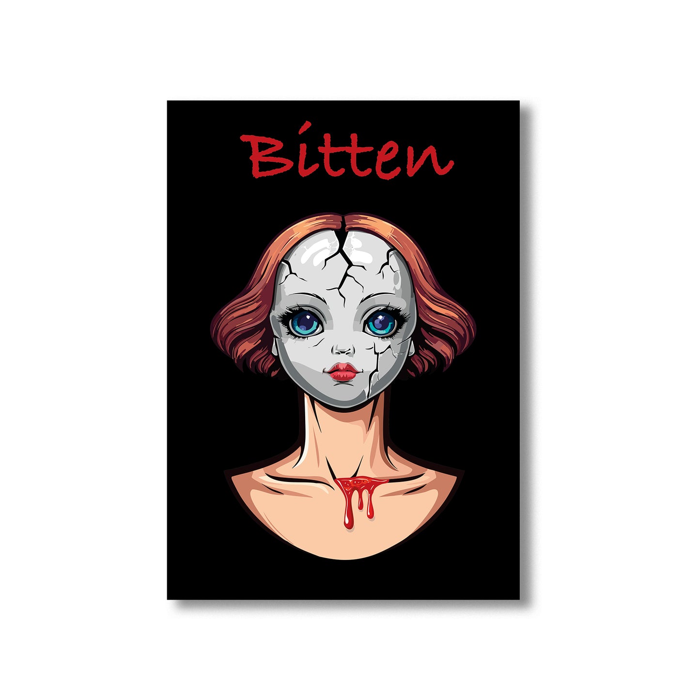 Scary doll bitten Halloween wall art digital poster