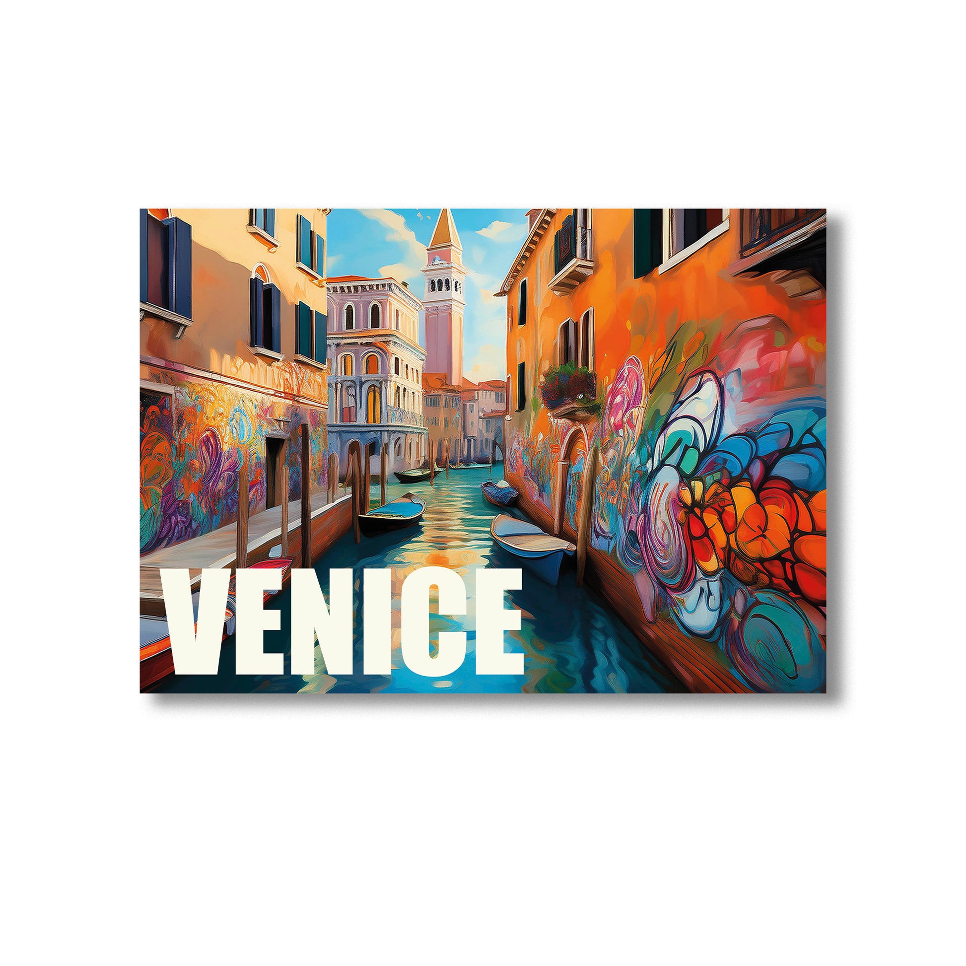 Venice graffiti wall art print digital download featuring unique urban street art mural inspired by Venetian culture and romantic city vibes, ideal for contemporary home decor, street art lovers, and modern wall art collectors.