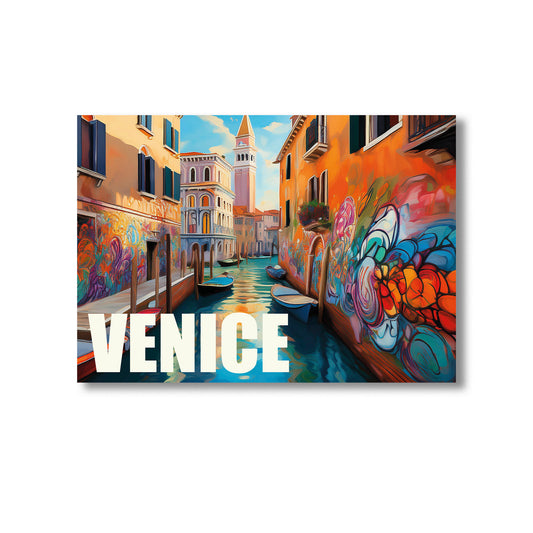 Venice graffiti wall art print digital download featuring unique urban street art mural inspired by Venetian culture and romantic city vibes, ideal for contemporary home decor, street art lovers, and modern wall art collectors.