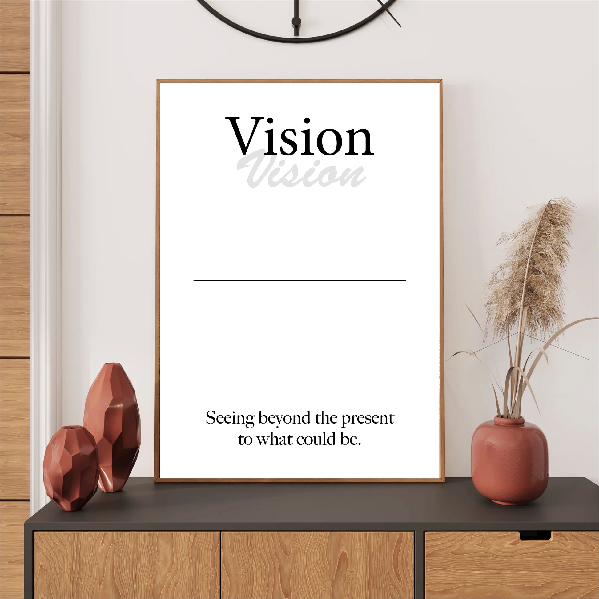 Vision wall art digital download – printable minimalist quote for focus and goals